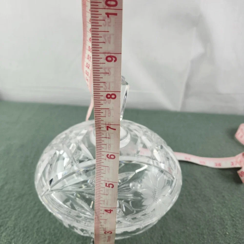 Vintage Oval Footed Crystal Clear  Floral cut 7
